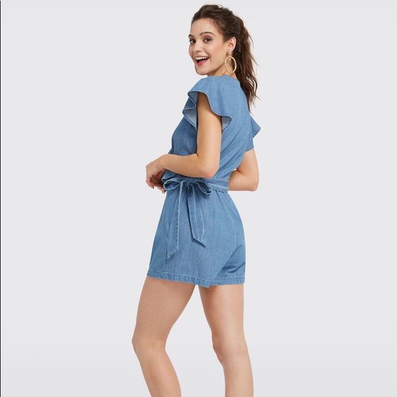 Never worn!! Draper James Chambray Flutter Romper - Picture 2 of 4